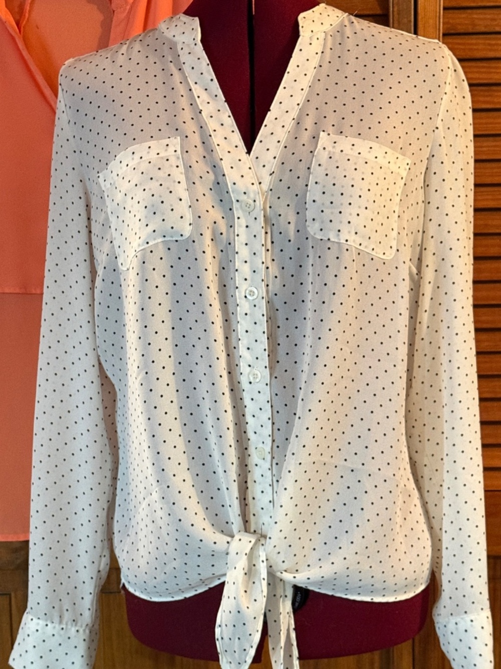 BUNDLE Valerie Stevens Coral Button-Front Blouse - Candies Polka Dot Blk/Wht XL